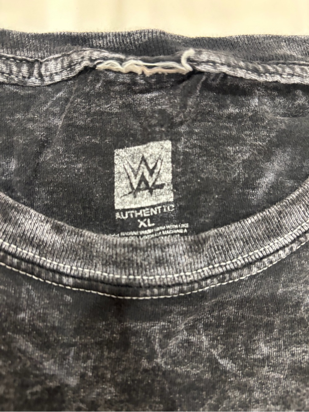 WWE Black Mineral-Wash Short Sleeve Tee with Neon Purple & Lime Graphic - Picture 3 of 3